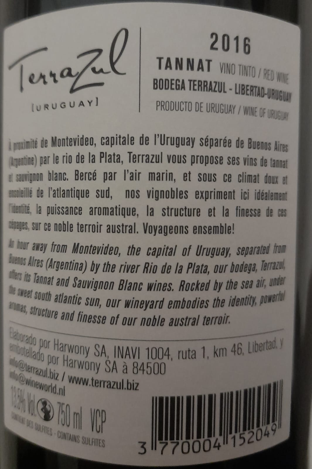 Bodega TerraZul Tannat 2016